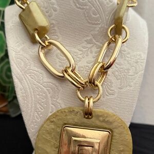 Gardenia Brand Jewelry Gold-Tone Lucite Moss Green Embellished Necklace